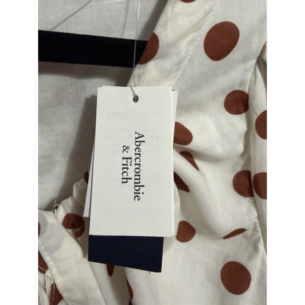 Abercrombie & Fitch Dress Size Medium NWT Mini White & Brown Polka Dot MSRP $80 - Picture 7 of 7